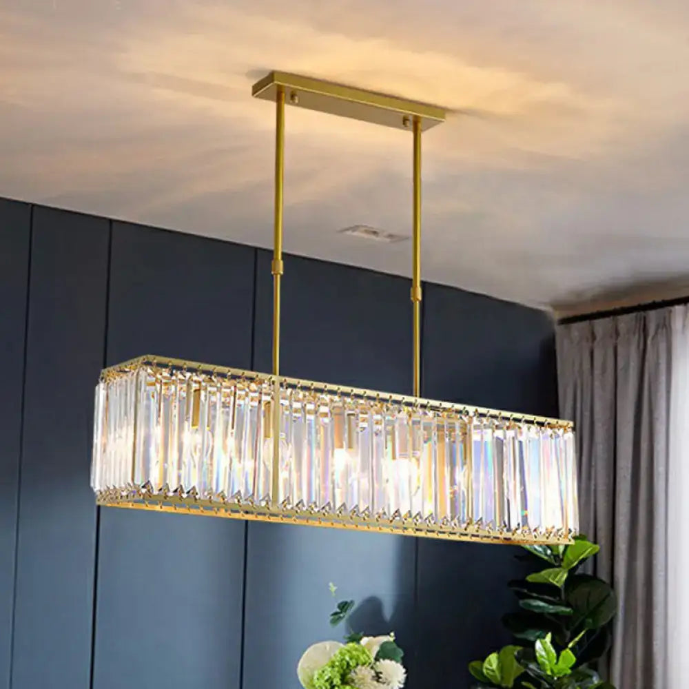 Gold Crystal Rectangular Pendant