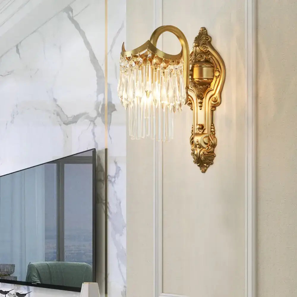 Gold Prism Wall Lamp Gooseneck Adjustable Arm