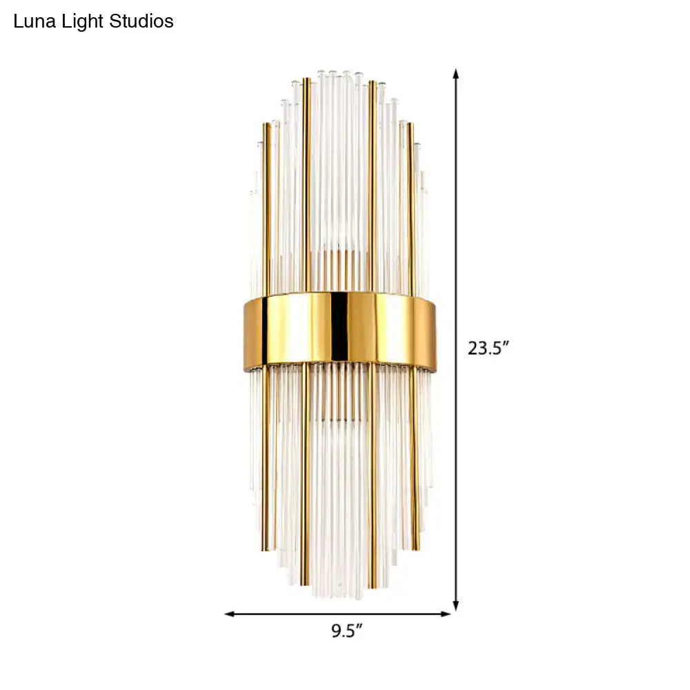 Brass Crystal Oval Shade Wall Light
