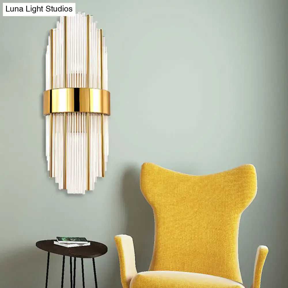 Brass Crystal Oval Shade Wall Light