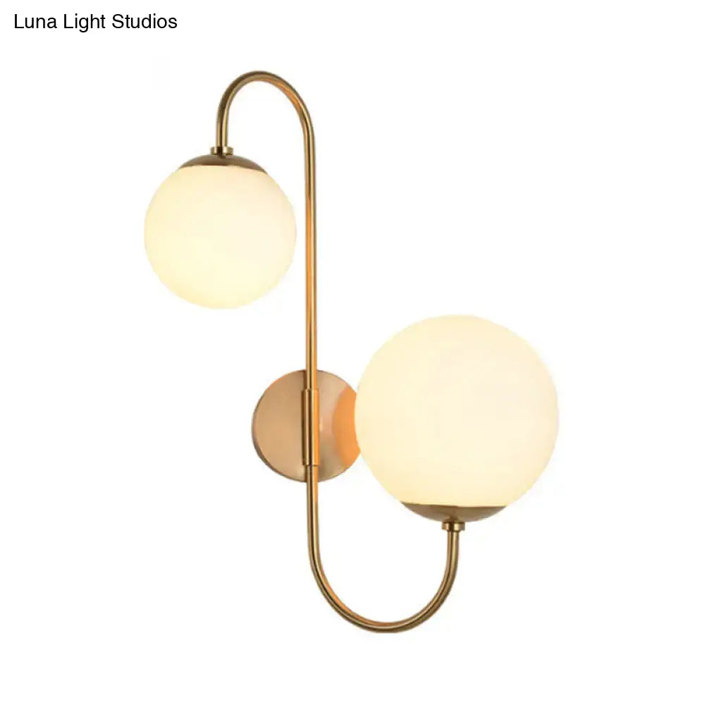 Gold Opal Globe 2-Light Wall Sconce