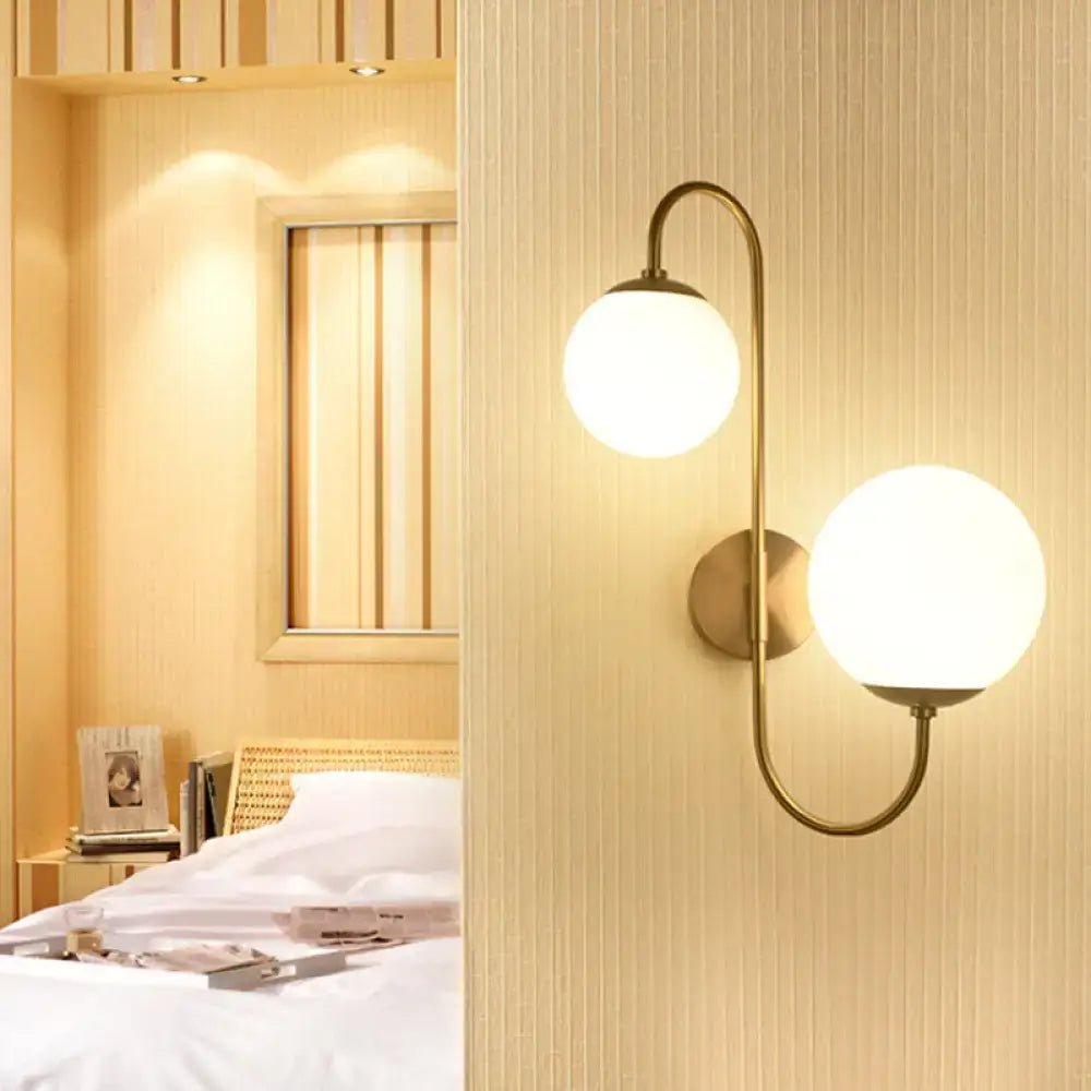 Gold Opal Globe 2-Light Wall Sconce