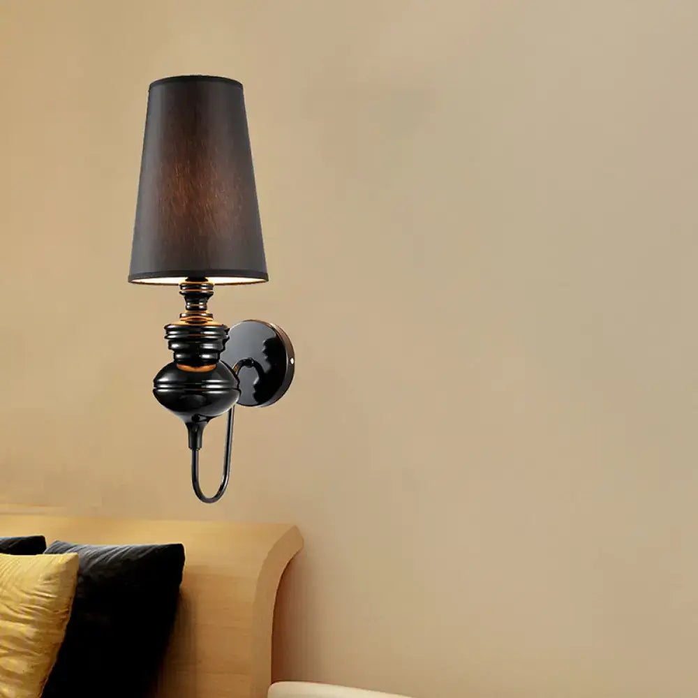 Matte Black Fabric Sconce Four Finish Options