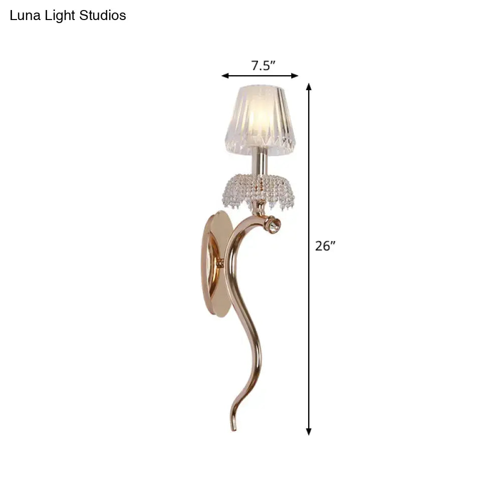Rose Gold Wave Ribbed Glass Sconce