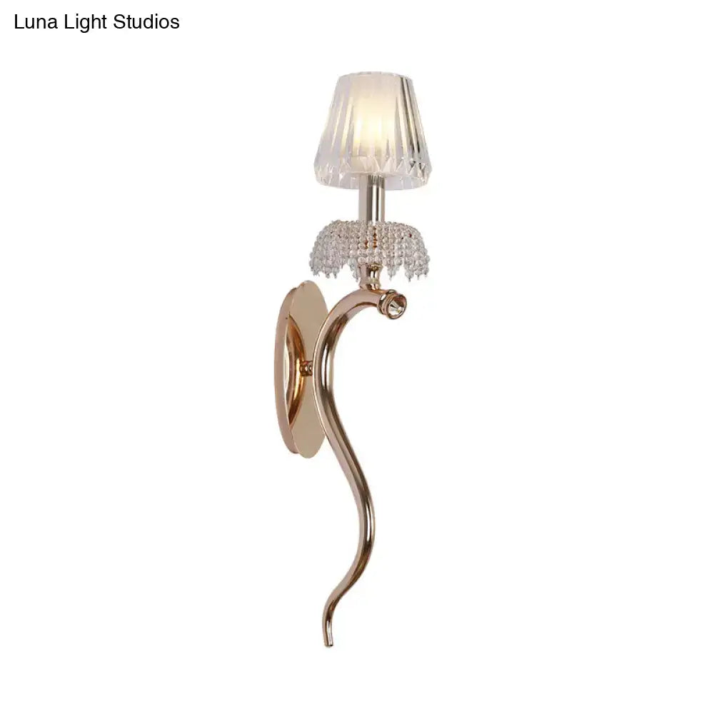 Rose Gold Wave Ribbed Glass Sconce