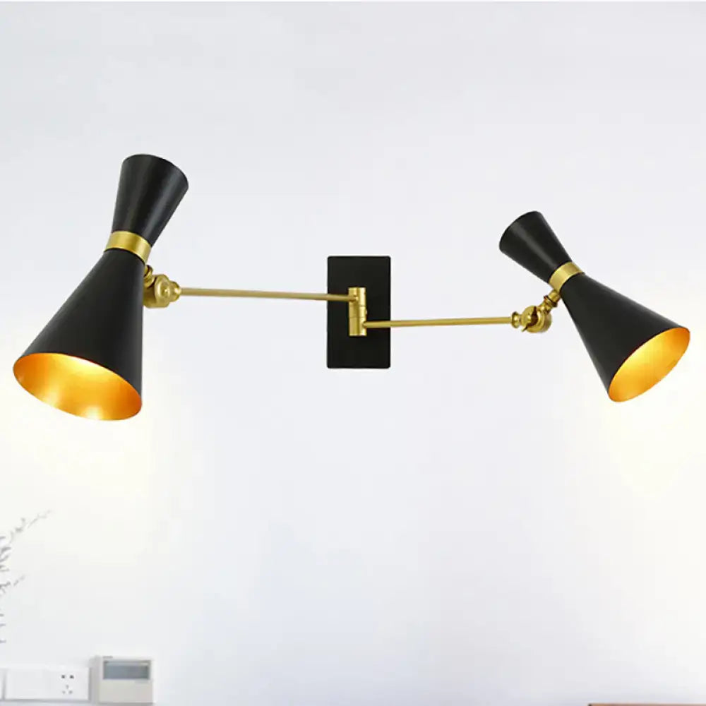 Gold Adjustable Arm 3-Light Wall Sconce