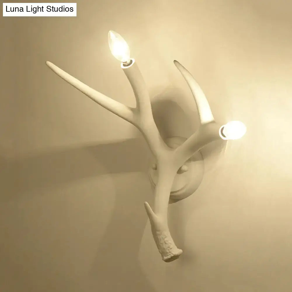 White Resin Antler Sconce