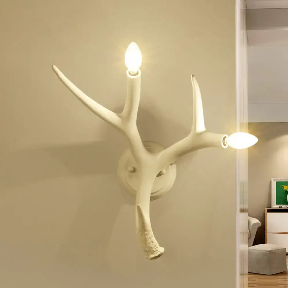 White Resin Antler Sconce