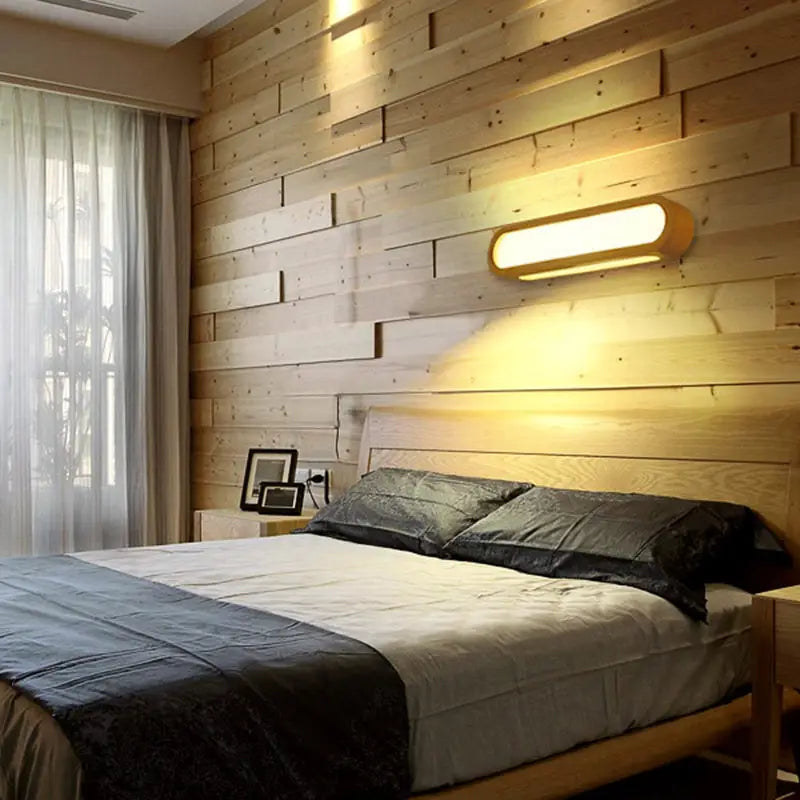 Wood LED Elongated 25-Inch Vanity Light