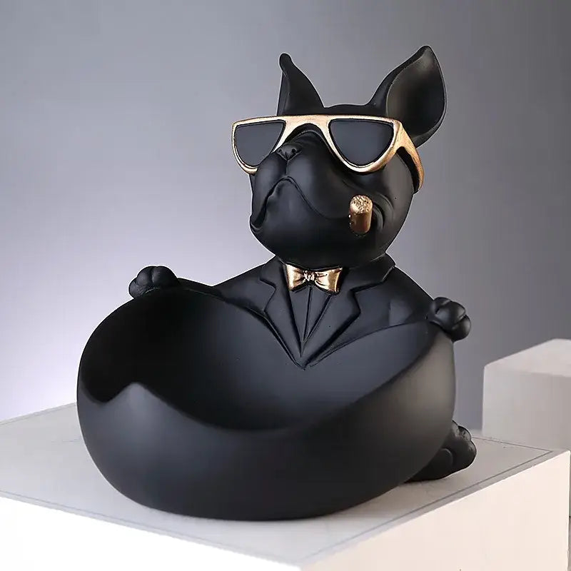 Black Resin Bulldog Box