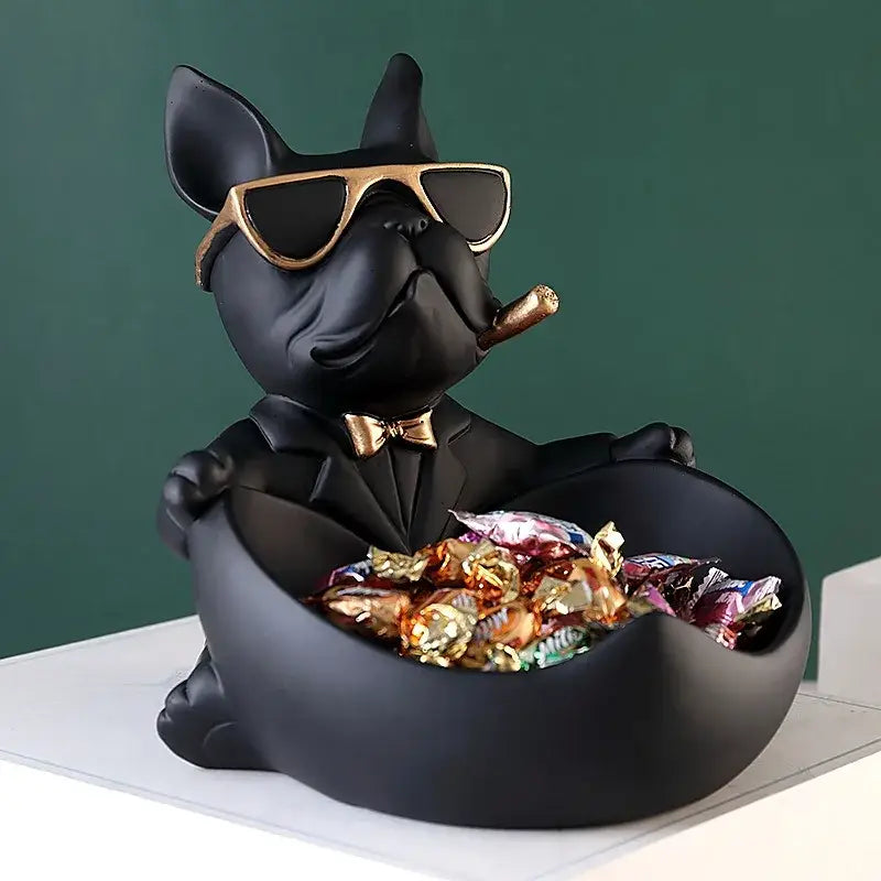 Black Resin Bulldog Box