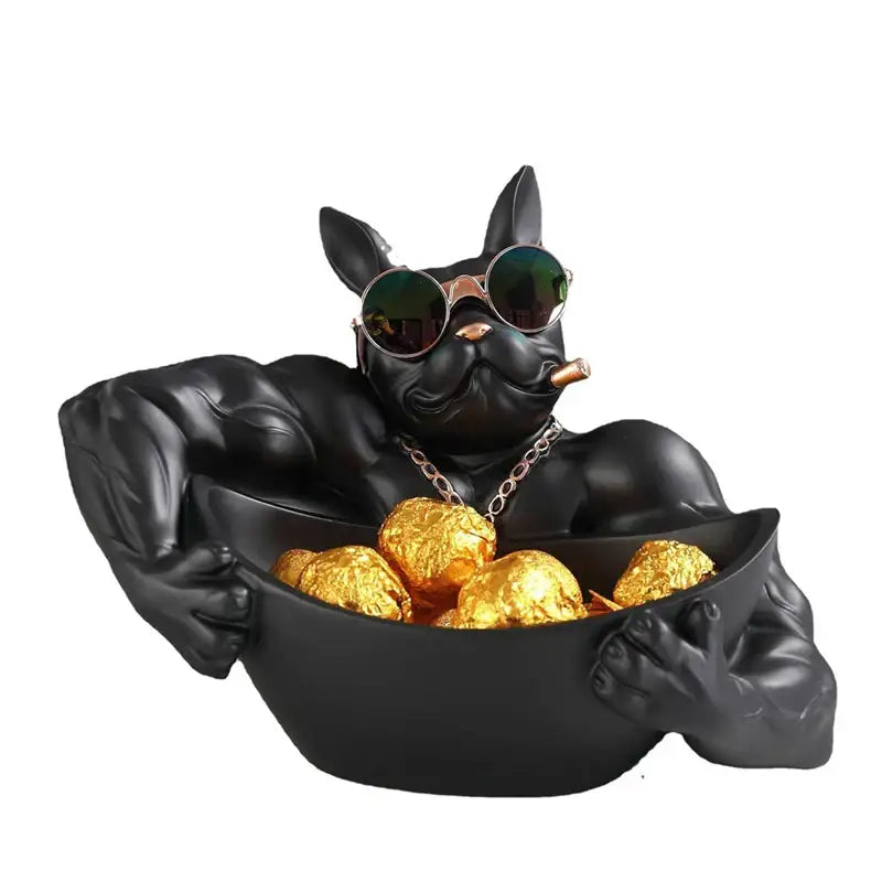 Black Resin Bulldog Box