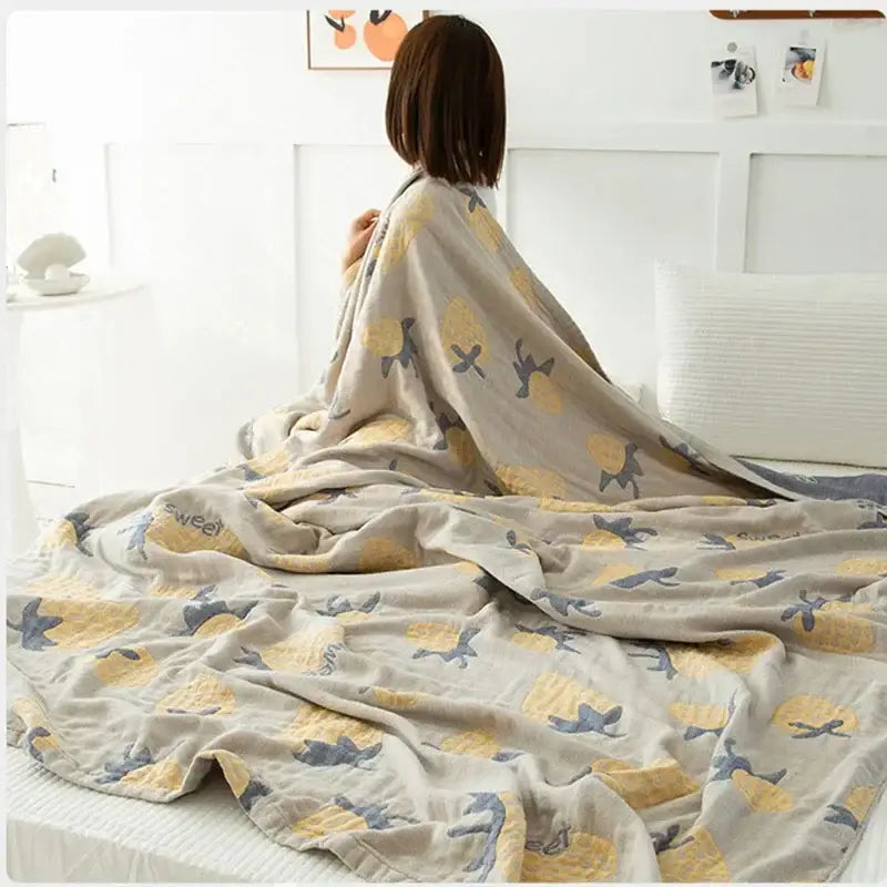 Gray Boho Cotton Throw