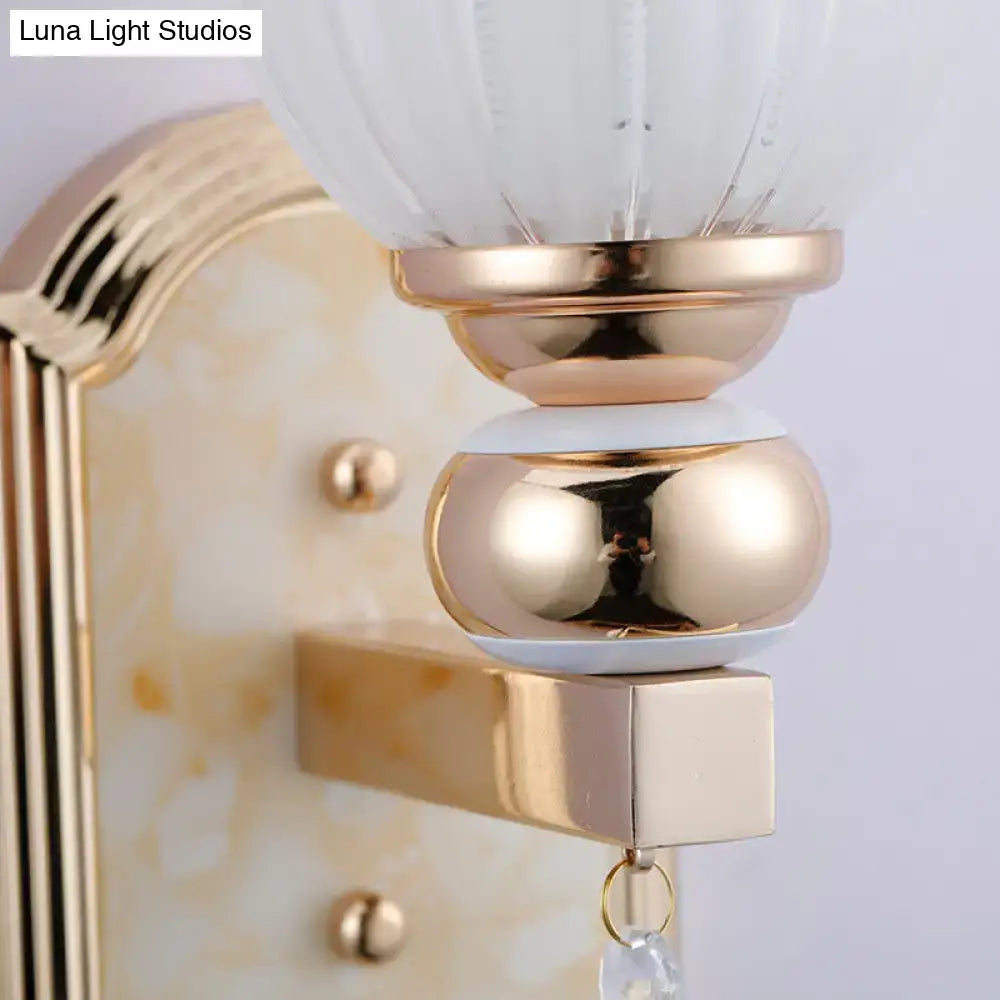 Gold Frosted Glass Floral Hallway Sconce