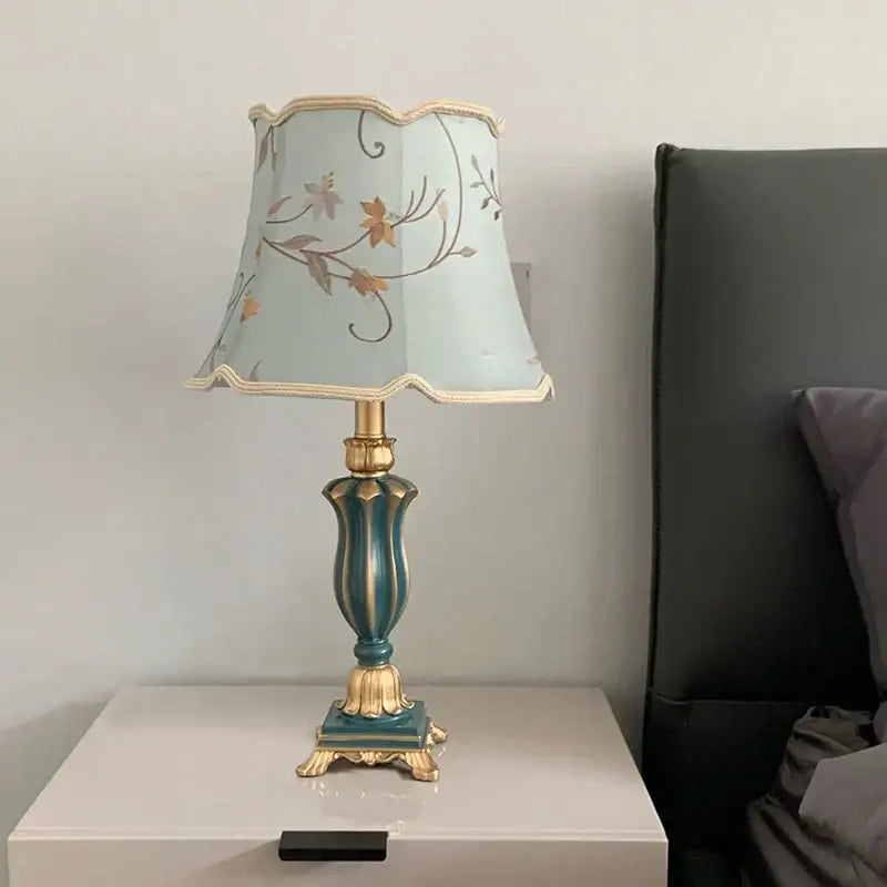 Cream Gold Floral Desk Lamp