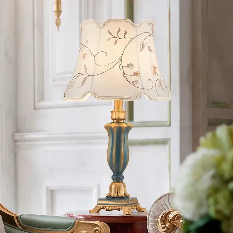 Cream Gold Floral Desk Lamp