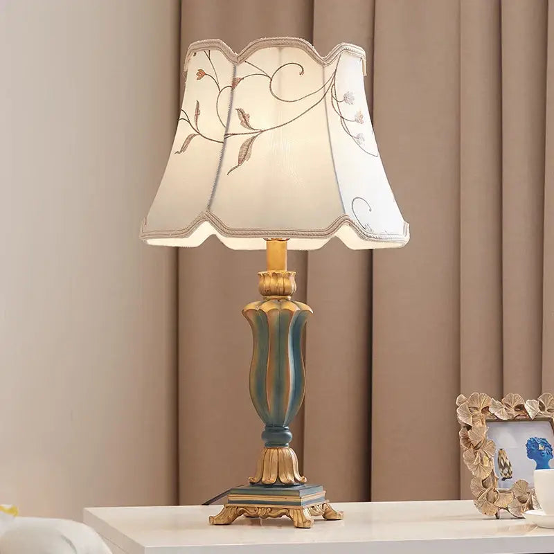 Cream Gold Floral Desk Lamp