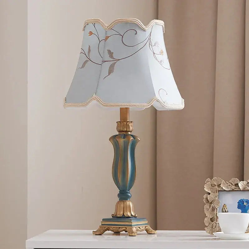 Cream Gold Floral Desk Lamp