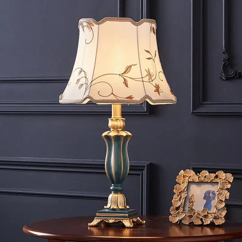 Cream Gold Floral Desk Lamp