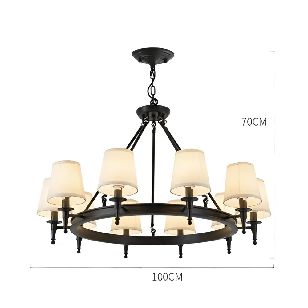 Bronze Fabric Retro 10-Light Chandelier