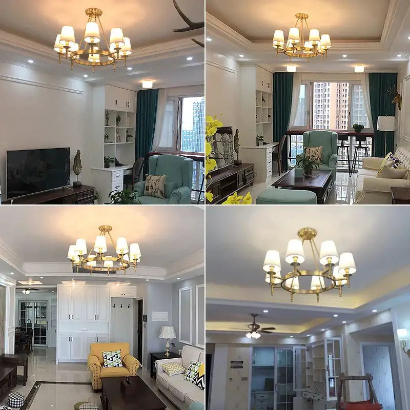Bronze Fabric Retro 10-Light Chandelier