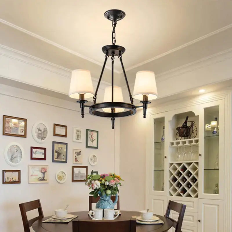 Bronze Fabric Retro 10-Light Chandelier