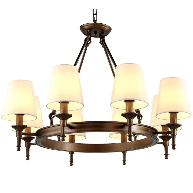 Bronze Fabric Retro 10-Light Chandelier