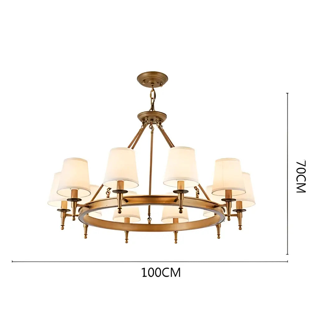 Bronze Fabric Retro 10-Light Chandelier