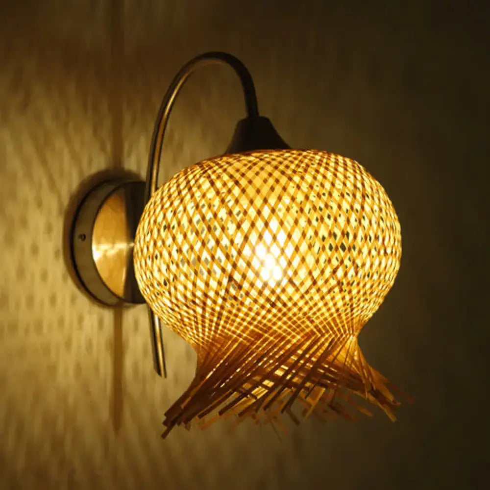 Beige Rattan Wall Sconce