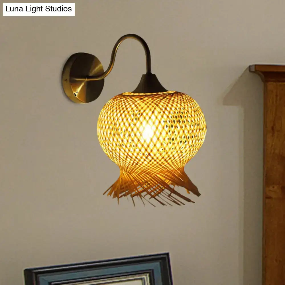 Beige Rattan Wall Sconce