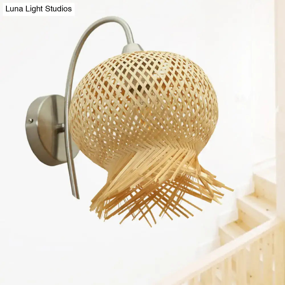 Beige Rattan Wall Sconce