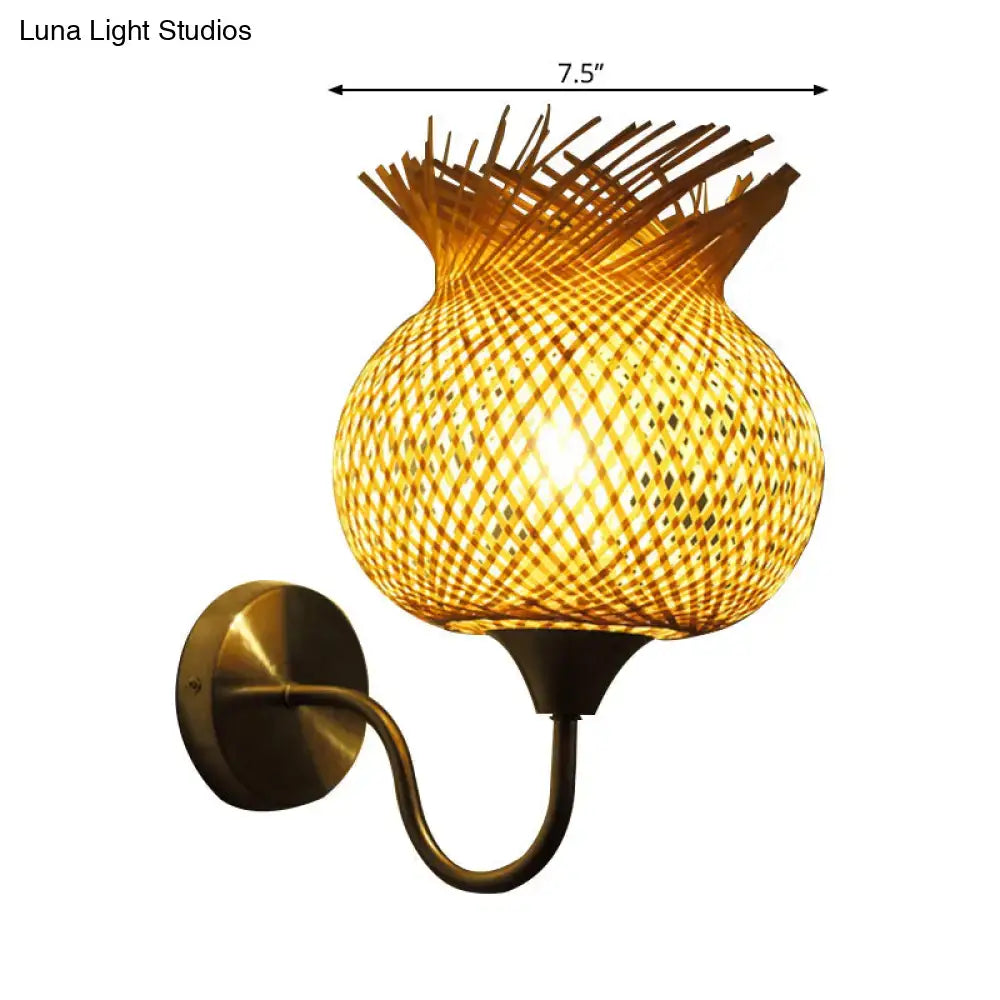Beige Rattan Wall Sconce