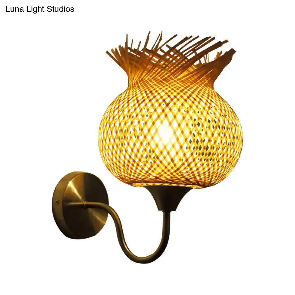 Beige Rattan Wall Sconce