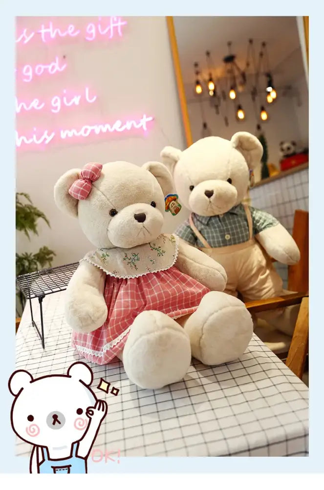 Cream Plaid Plush Toy