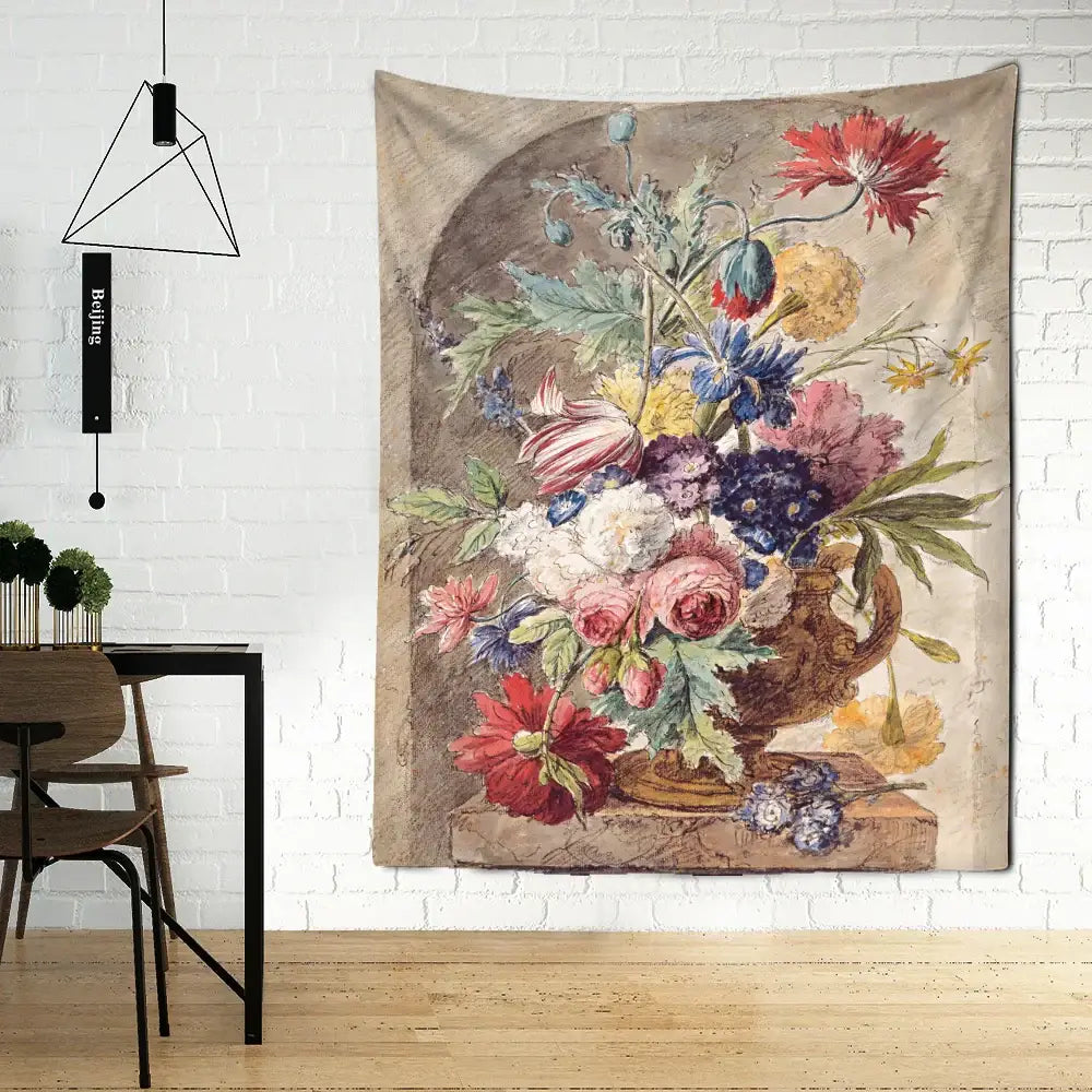 Floral Oil Painting Tapestry