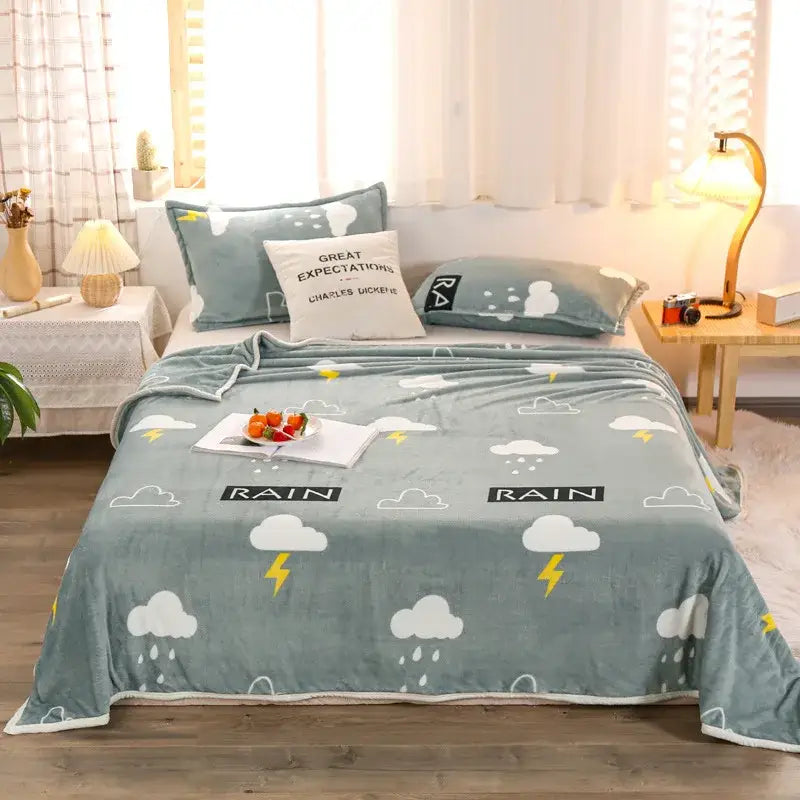 Gray Checkered Fleece Throw