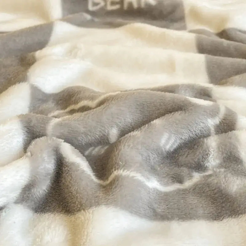 Gray Checkered Fleece Throw