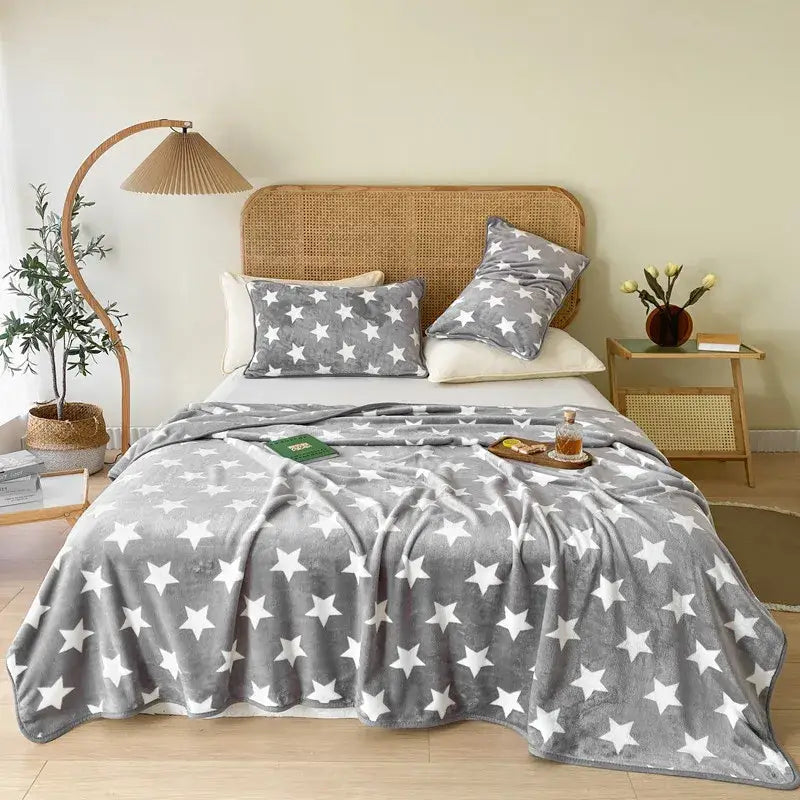 Gray Checkered Fleece Throw