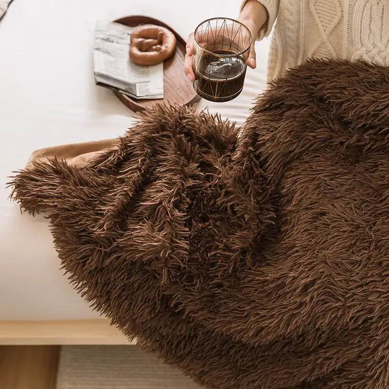 Pink Faux Fur Throw Blanket