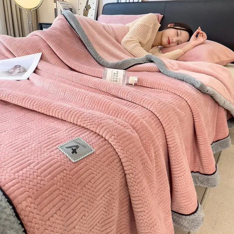 Cream Black Jacquard Blanket