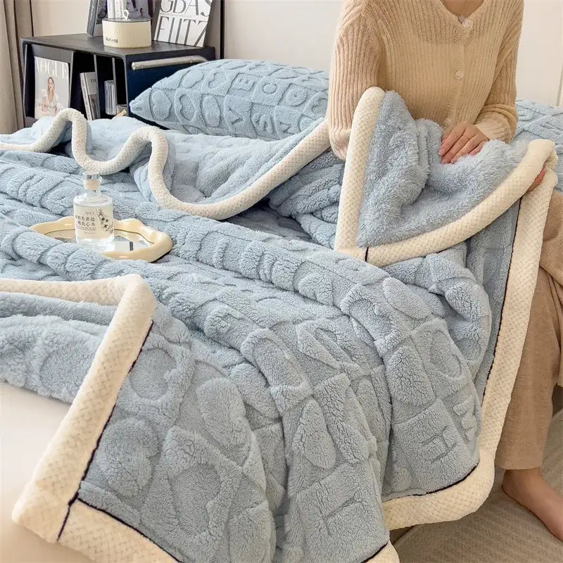 Blue Jacquard Nap Blanket