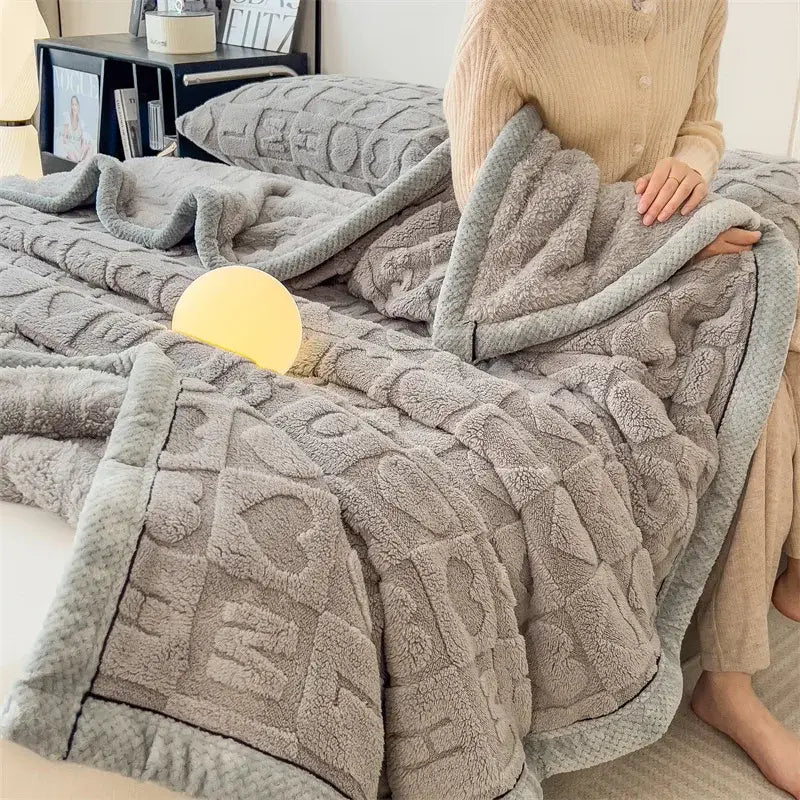 Blue Jacquard Nap Blanket
