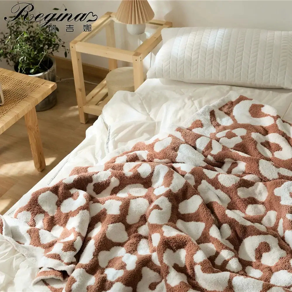Leopard Print Knitted Throw