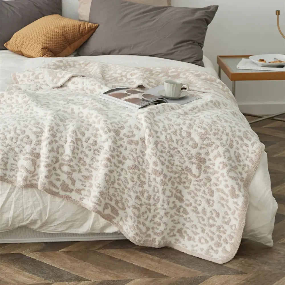 Leopard Print Knitted Throw