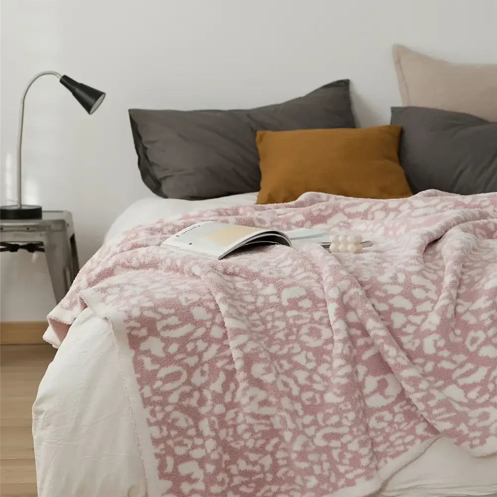 Leopard Print Knitted Throw