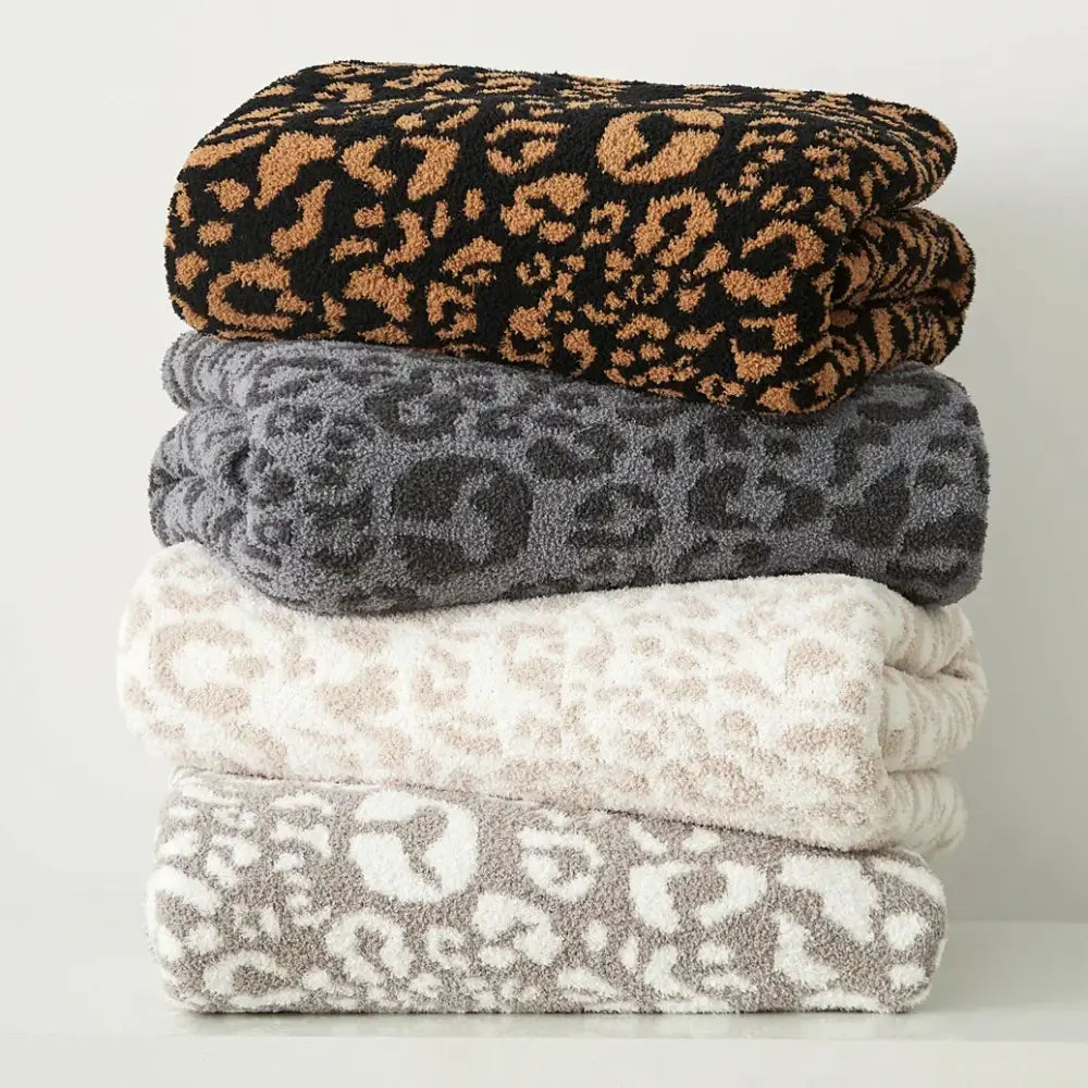 Leopard Print Knitted Throw