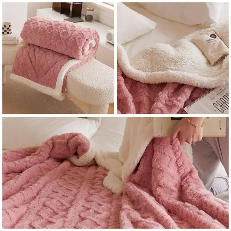 Mustard Coral Fleece Throw