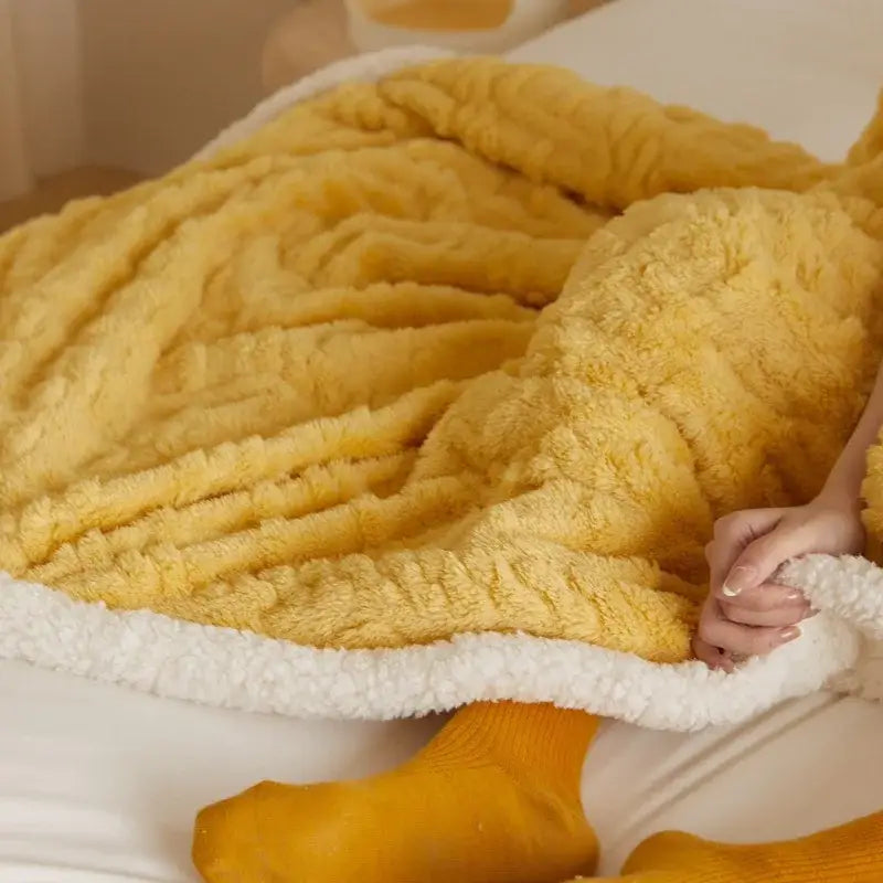 Mustard Coral Fleece Throw