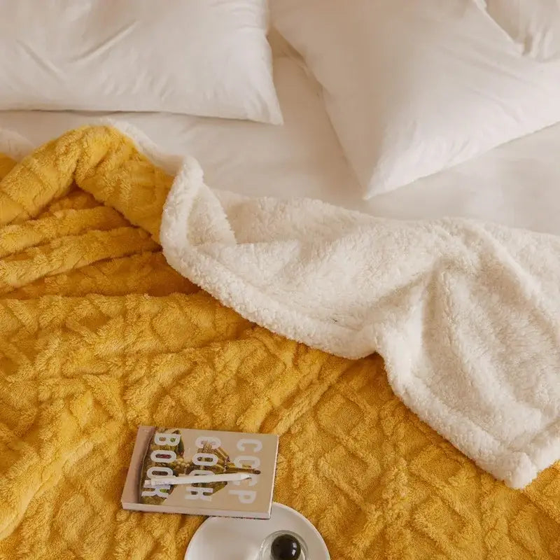 Mustard Coral Fleece Throw