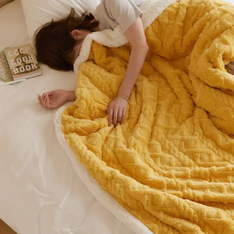 Mustard Coral Fleece Throw